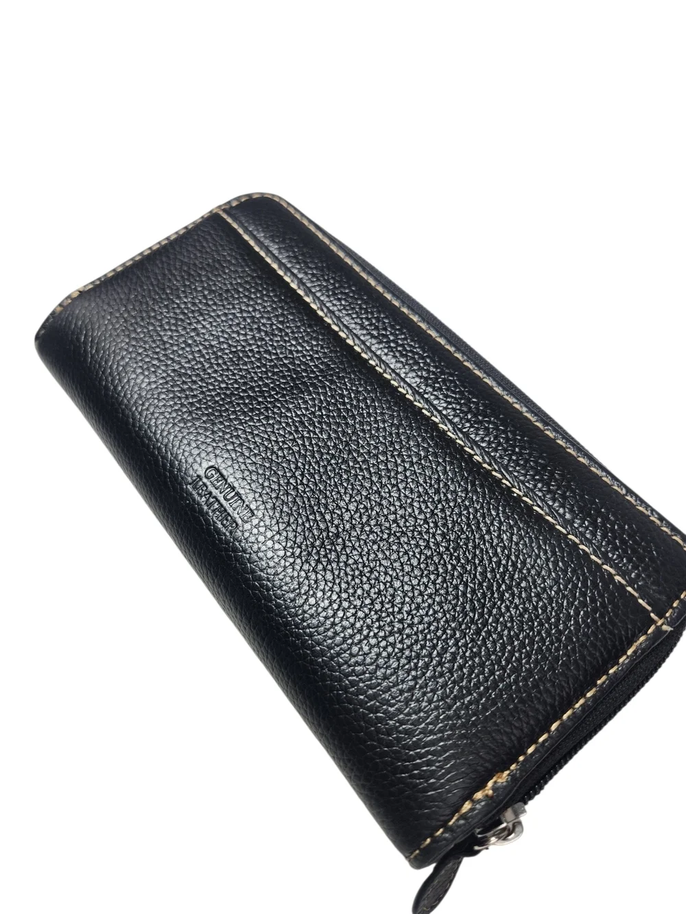 Black Genuine Leather Wallet Organizer Snap Closure Bifold Clutch Classic Style